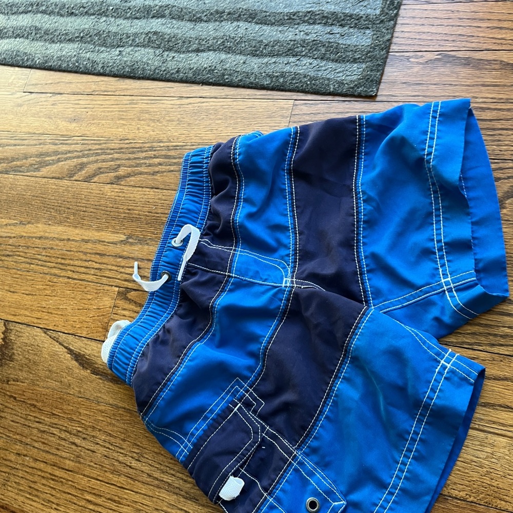 Blue Striped Kids Swim Shorts